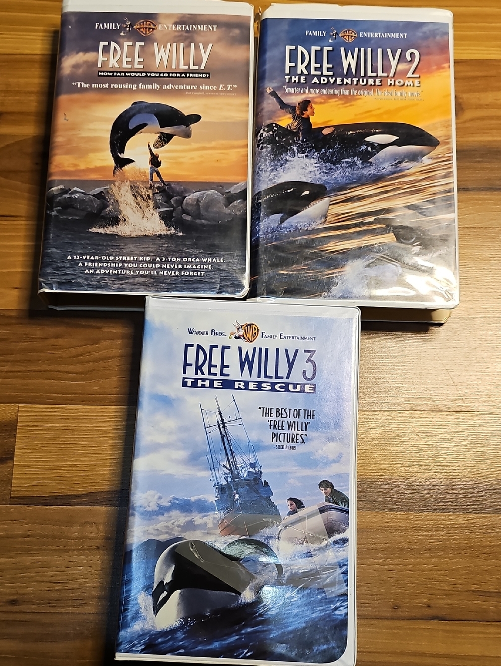 Free Willy VHS Trilogy Set - Free Willy, Free Willy 2, Free Willy 3